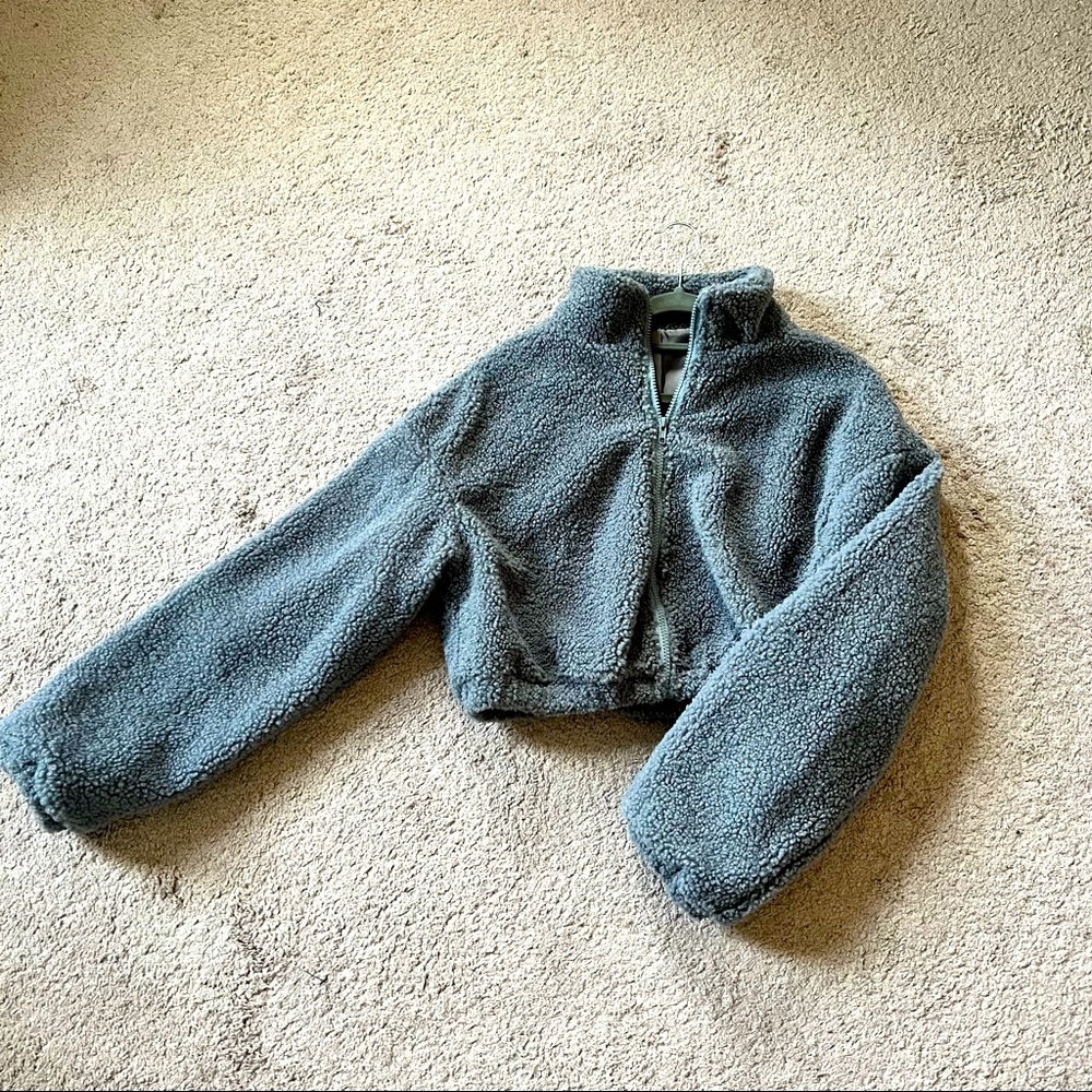 Zip Up Crop Teddy Jacket